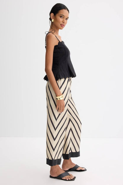 HFM Marabelle Shirt | Petra Shorts | Yara Cami Strap Top | Cotton-Linen Black Scallop-detail Set