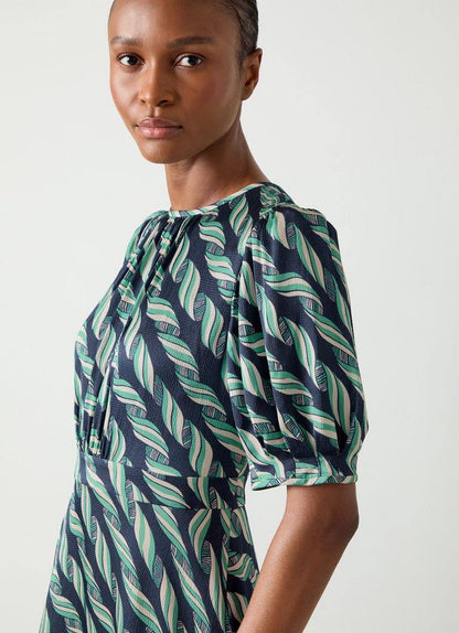 LKB Jem Ribbon-Print Viscose Midi Dress