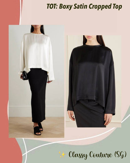 Tot Boxy Satin Viscose Long Sleeve Top