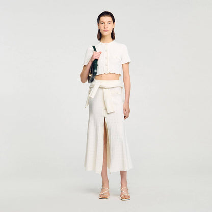SD Nice Pointelle-Knit Cropped Cardigan Top | Venice Midi Skirt | Set