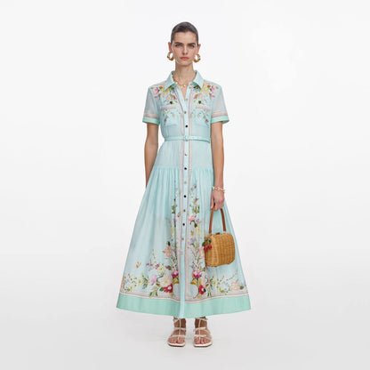 SP Mint Floral Organza Midi Dress
