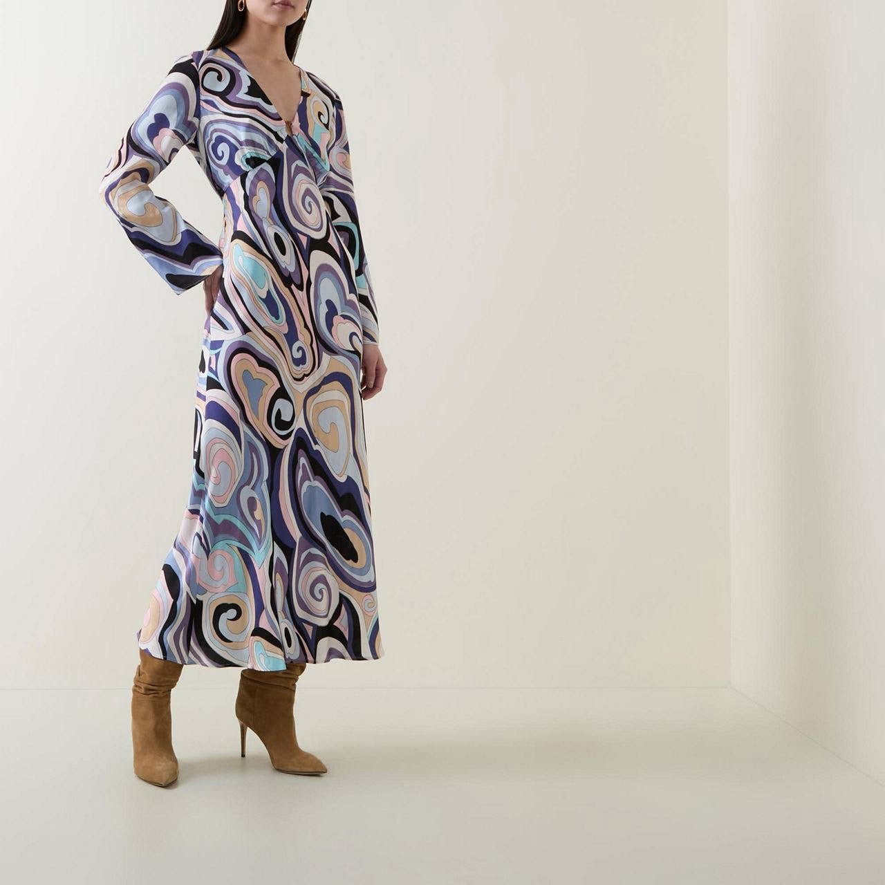 RX Terri Satin Viscose Midi Dress
