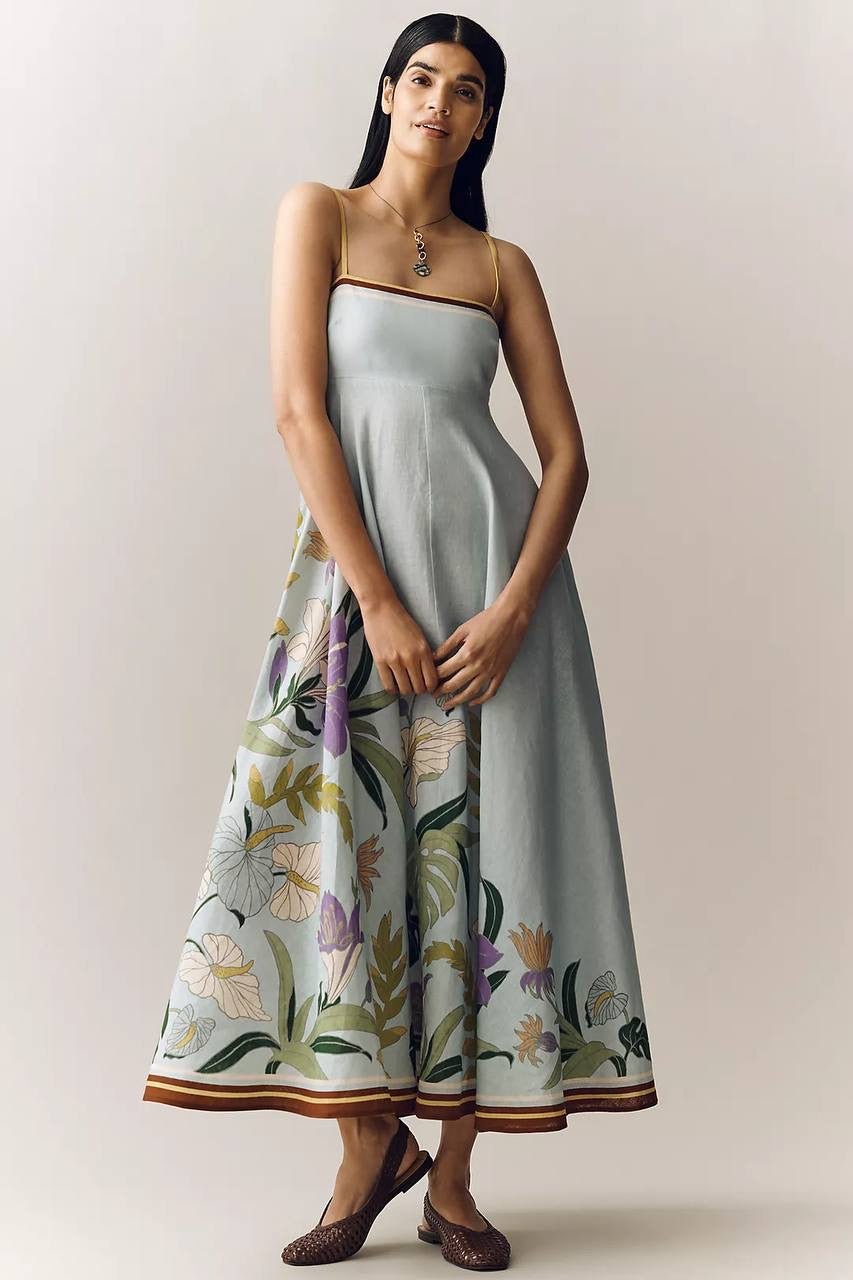 ALM Alfie Linen Sleeveless Sundress Midi Dress