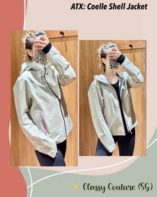 ATX Coelle Shell Hooded Jacket in Grey with Pink accents