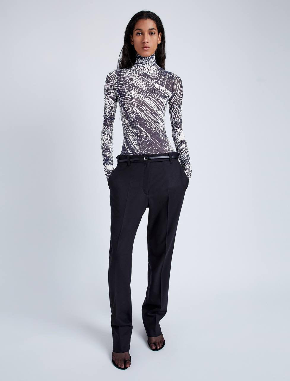 PS Rio Printed Jerset Long Sleeve Mock Neck Top