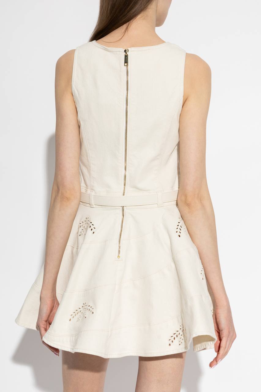 SP Cream Broderie Denim Sleeveless Mini Dress