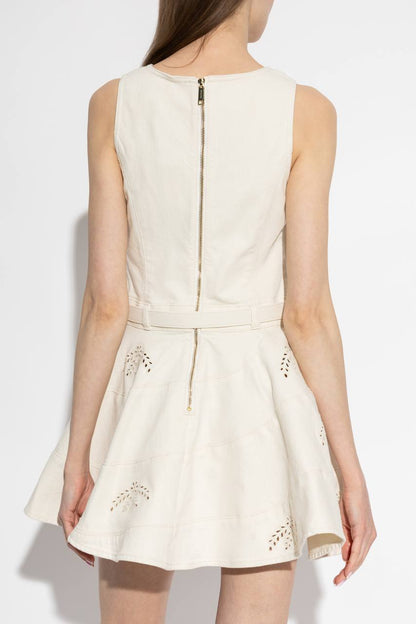 SP Cream Broderie Denim Sleeveless Mini Dress