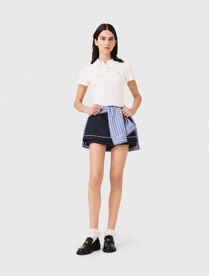 MJ Short Sleeve Polo Knit Shirt with Pockets