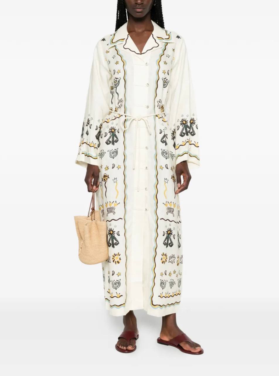 ALM Sun Dancer Linen Shirtdress Midi Dress