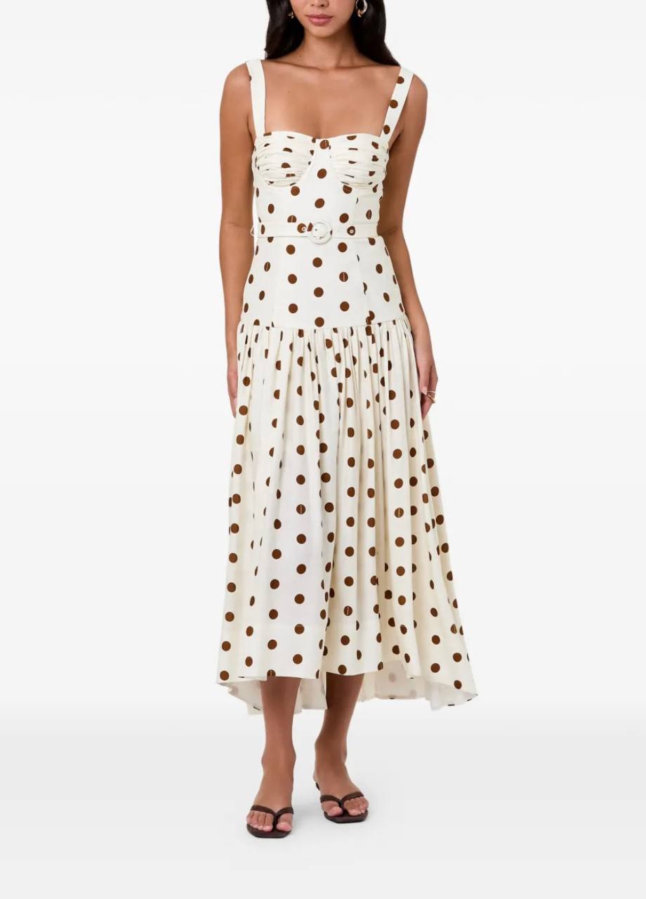 NC Drenica Floral Drop-Waist Linen-Blend Midi Dress