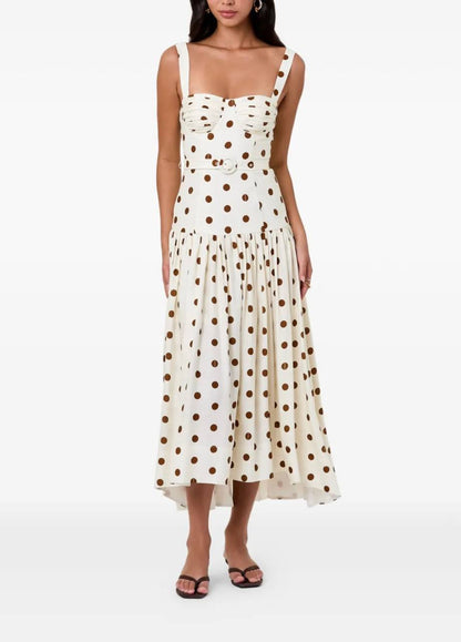 NC Drenica Floral Drop-Waist Linen-Blend Midi Dress