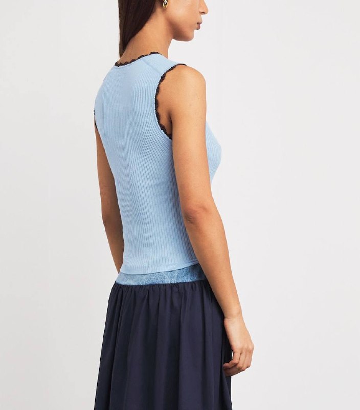 SD Crochet Detail Viscose-blend Knit Tank Top