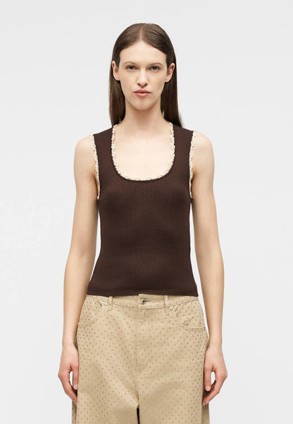 SD Crochet Detail Viscose-blend Knit Tank Top