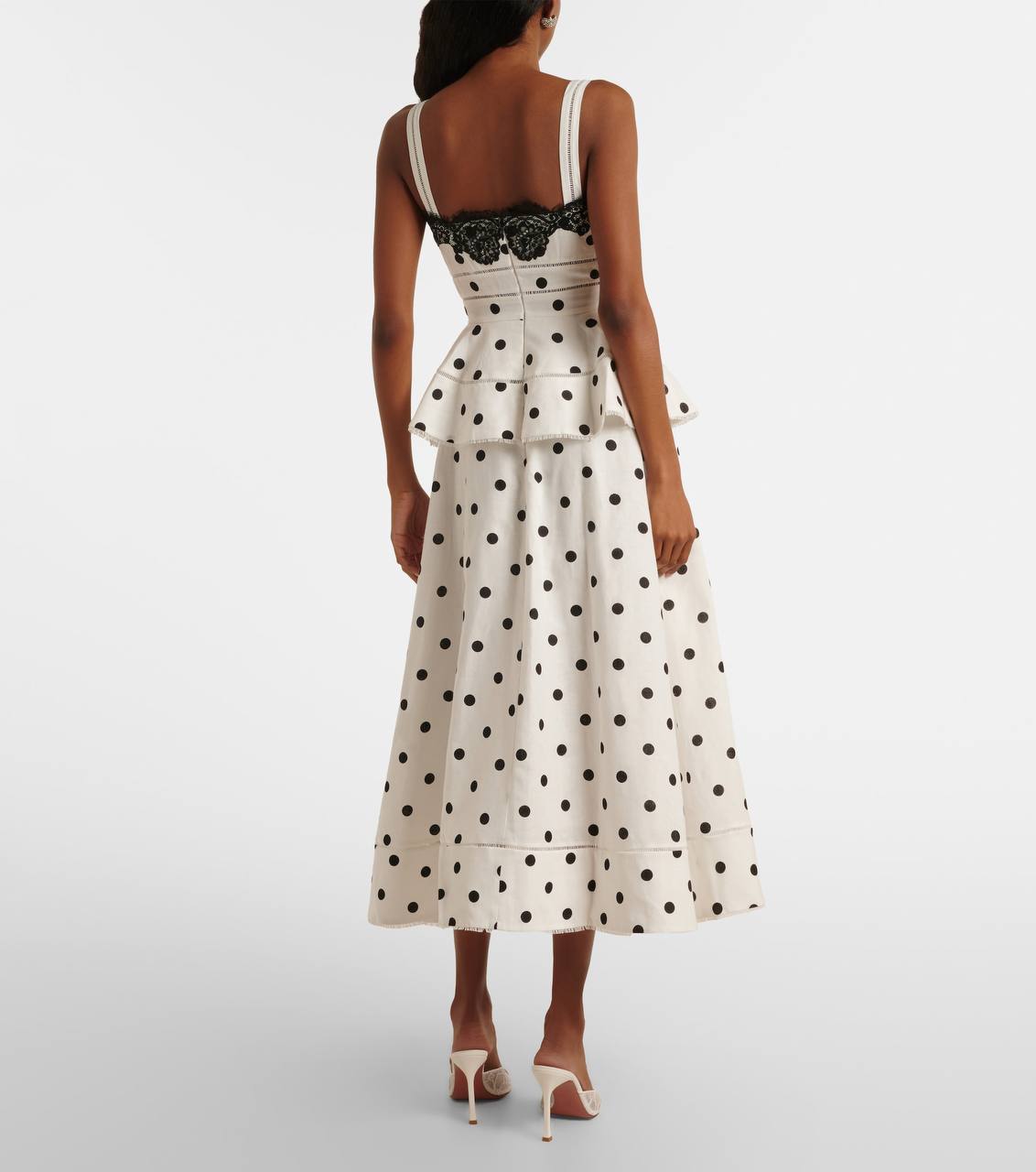 SP Linen-Cotton Polka Dot Midi Dress