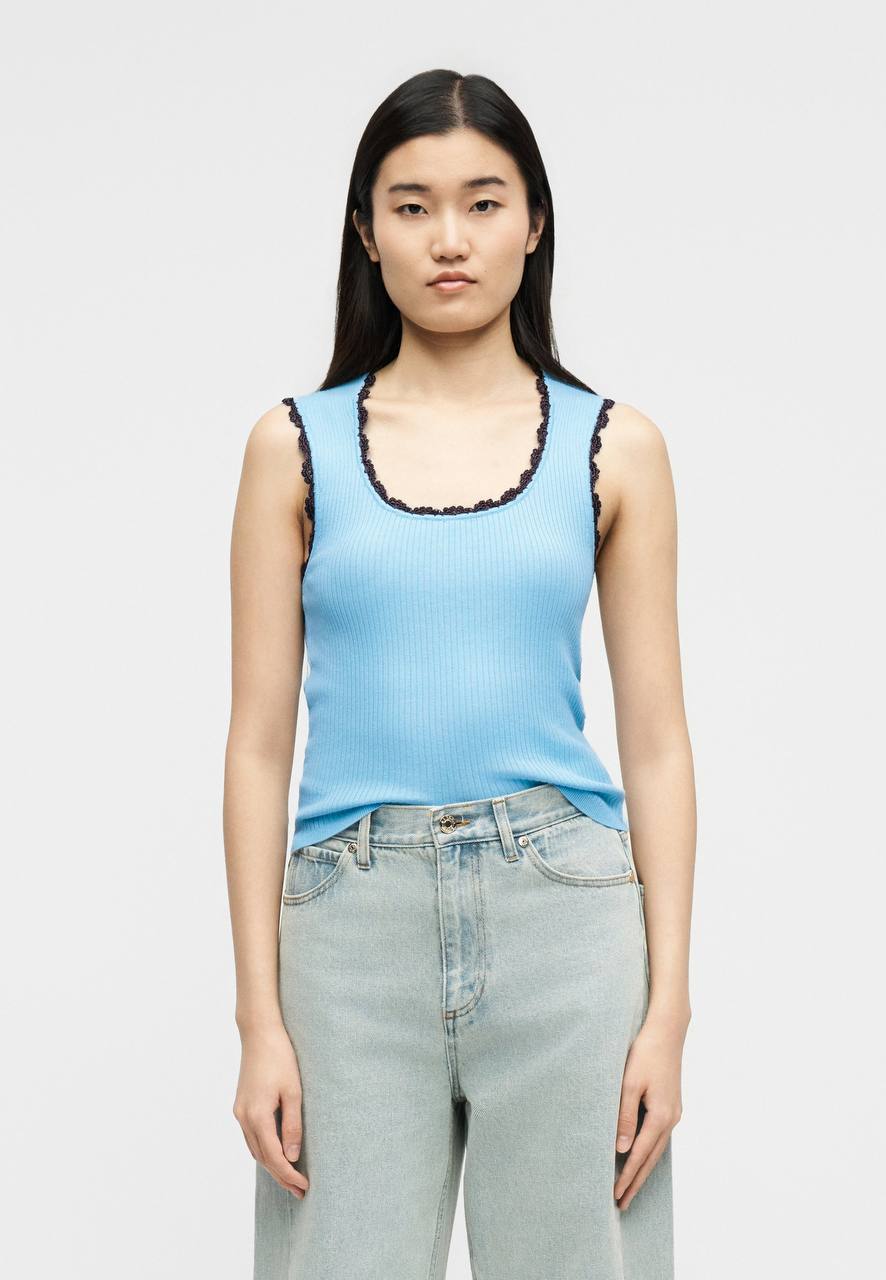 SD Crochet Detail Viscose-blend Knit Tank Top