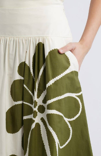 FR Palermo Botanical Cotton Midi Skirt