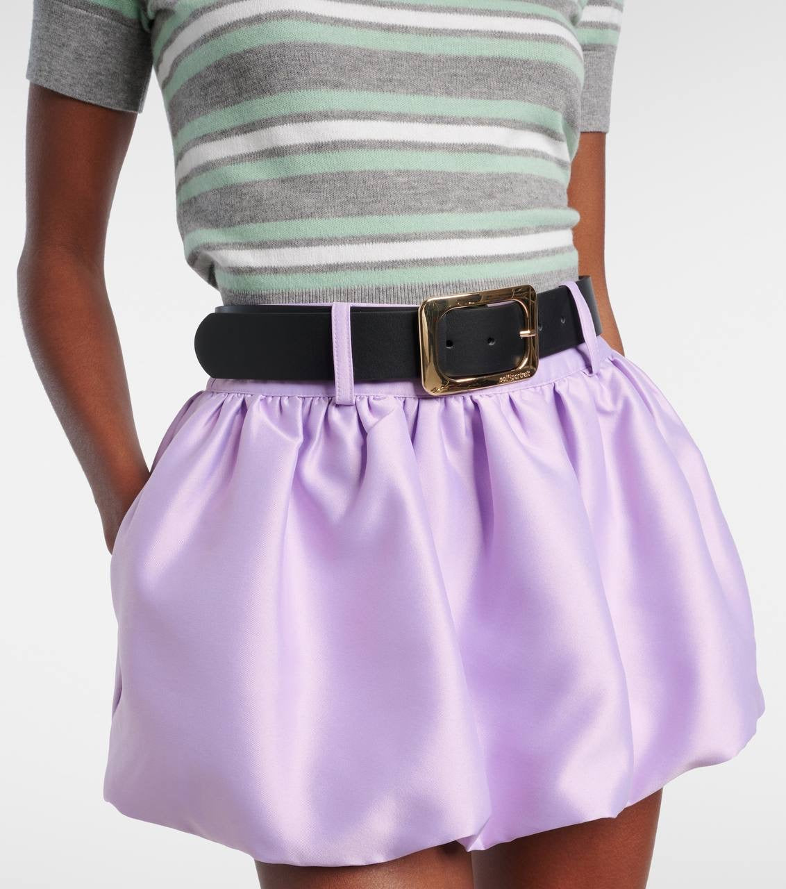 SP Purple Gathered Balloon Woven Belted Mini Skort (skirt with shorts)