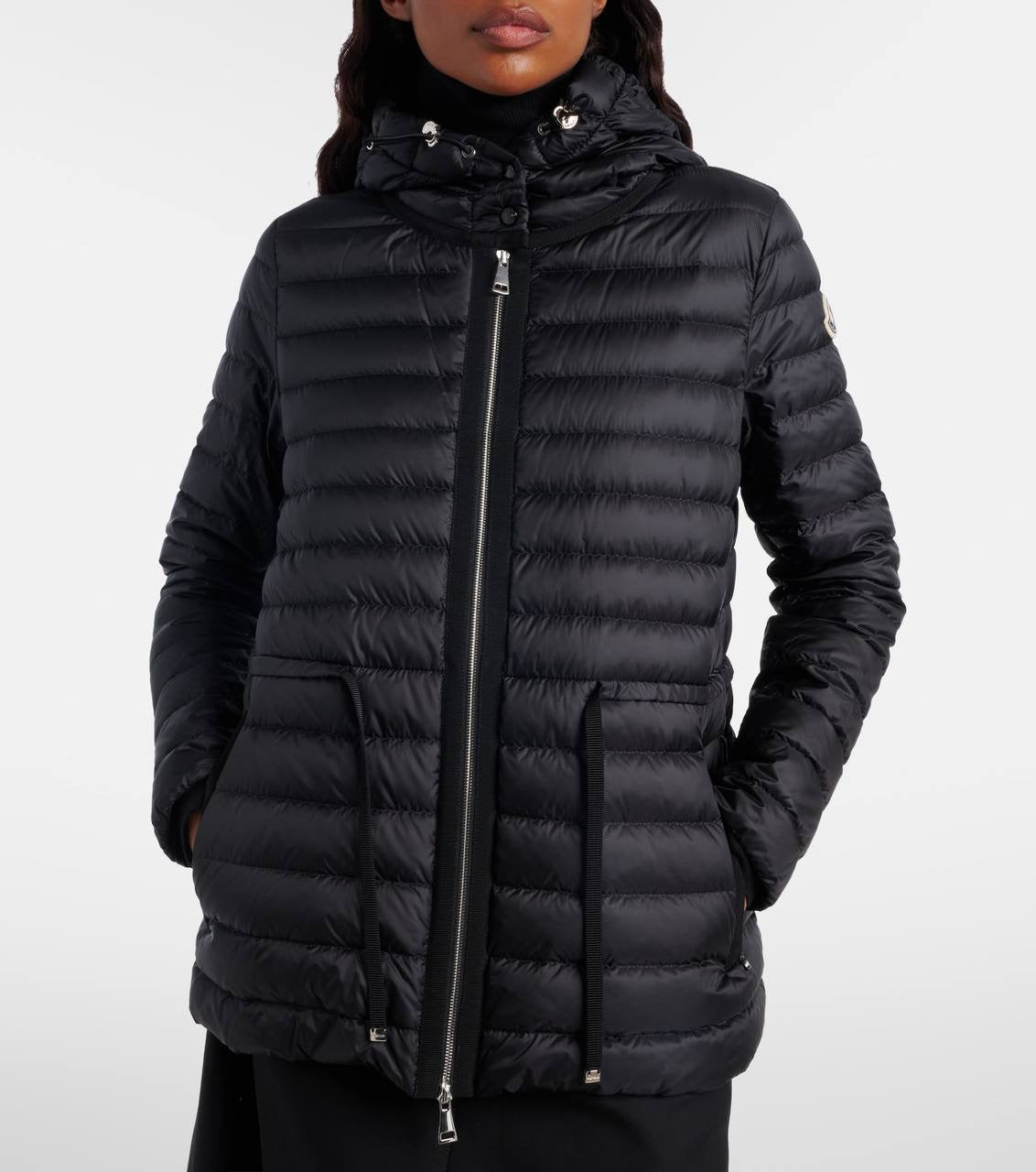 MC Raie Hooded Short Down Gathered Waist Drawstring Jacket