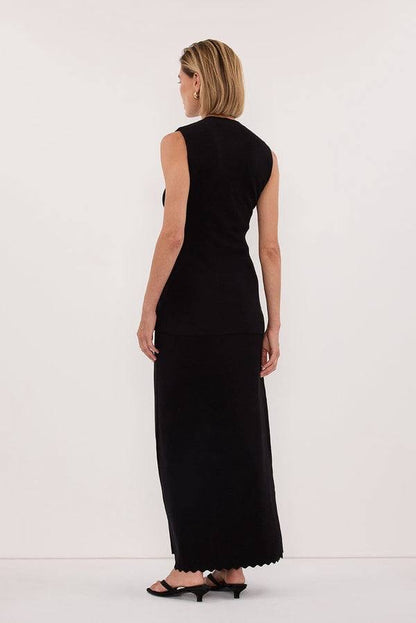 DSH Zoe Scalloped Knit Vest | Midi Maxi Skirt | Stretch-cotton blend Set