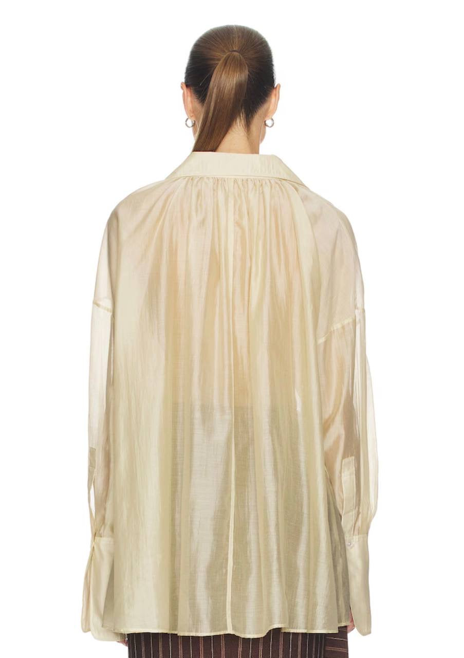 HS The Poet Sheer Lyocell-blend Blouse Top in Celadon