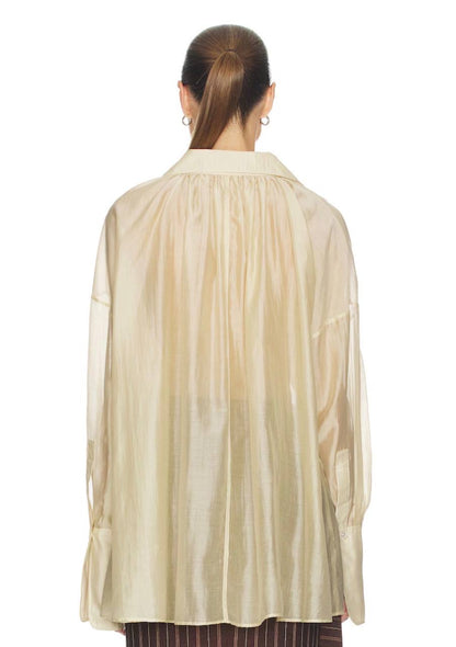 HS The Poet Sheer Lyocell-blend Blouse Top in Celadon