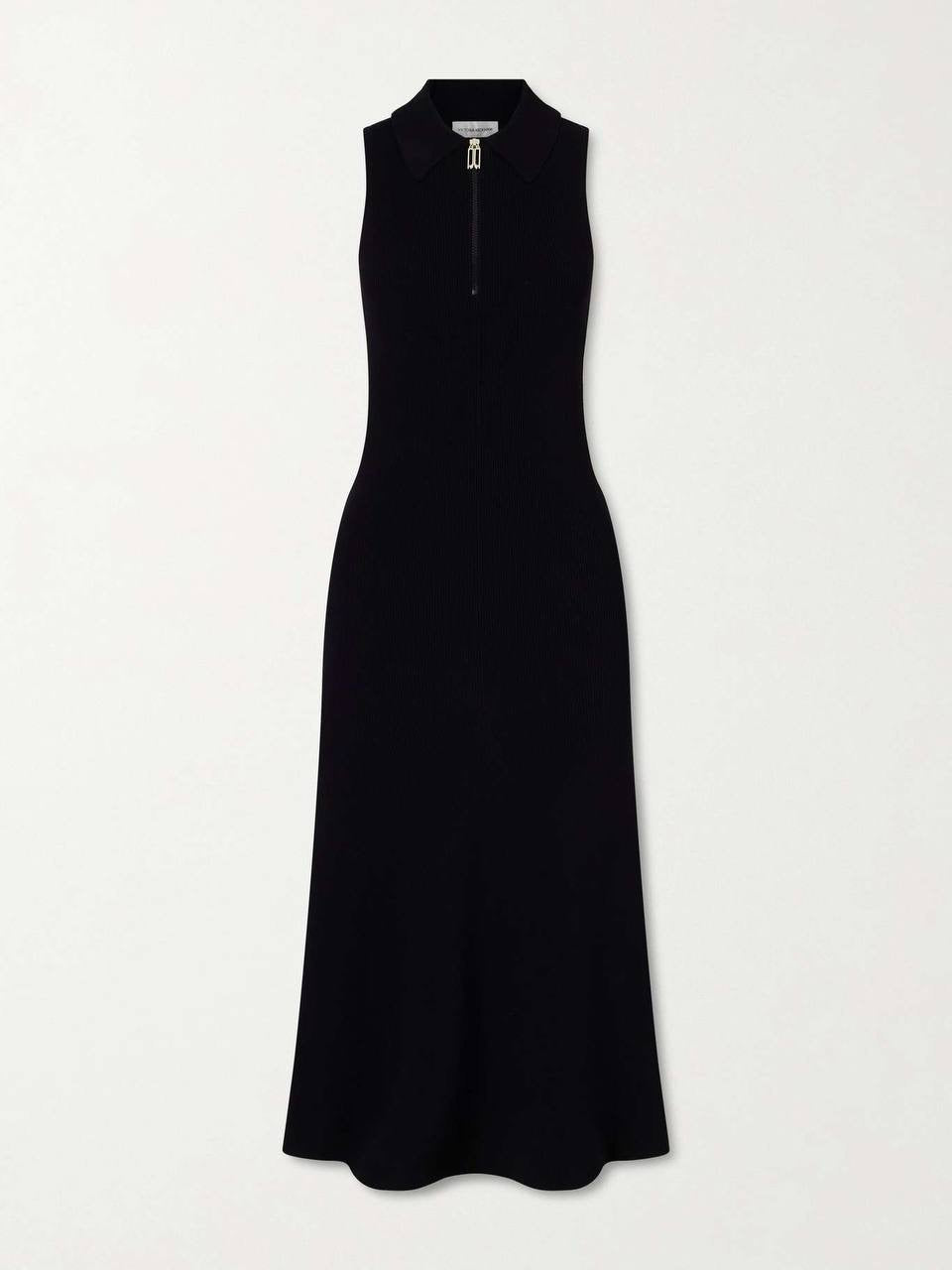 2 Colors! VB Mira Quarter-zip Stretch-viscose Midi Dress in Black & White