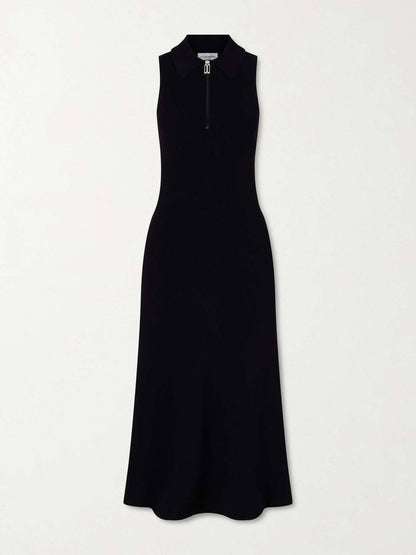 2 Colors! VB Mira Quarter-zip Stretch-viscose Midi Dress in Black & White