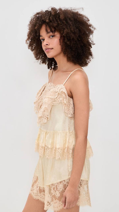 3 Colors! SE Ethel Viscose Jacquard Lace Camisole Cami Top
