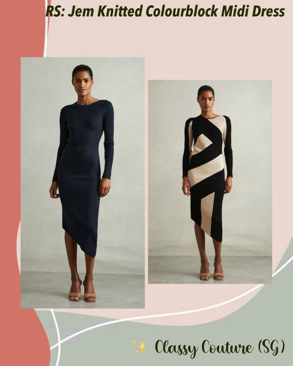 RS Jem Knitted Colorblock Midi Dress