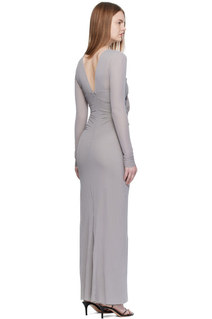 CE Venus Plunge Jersey Molded Cutout Shirt Maxi Dress