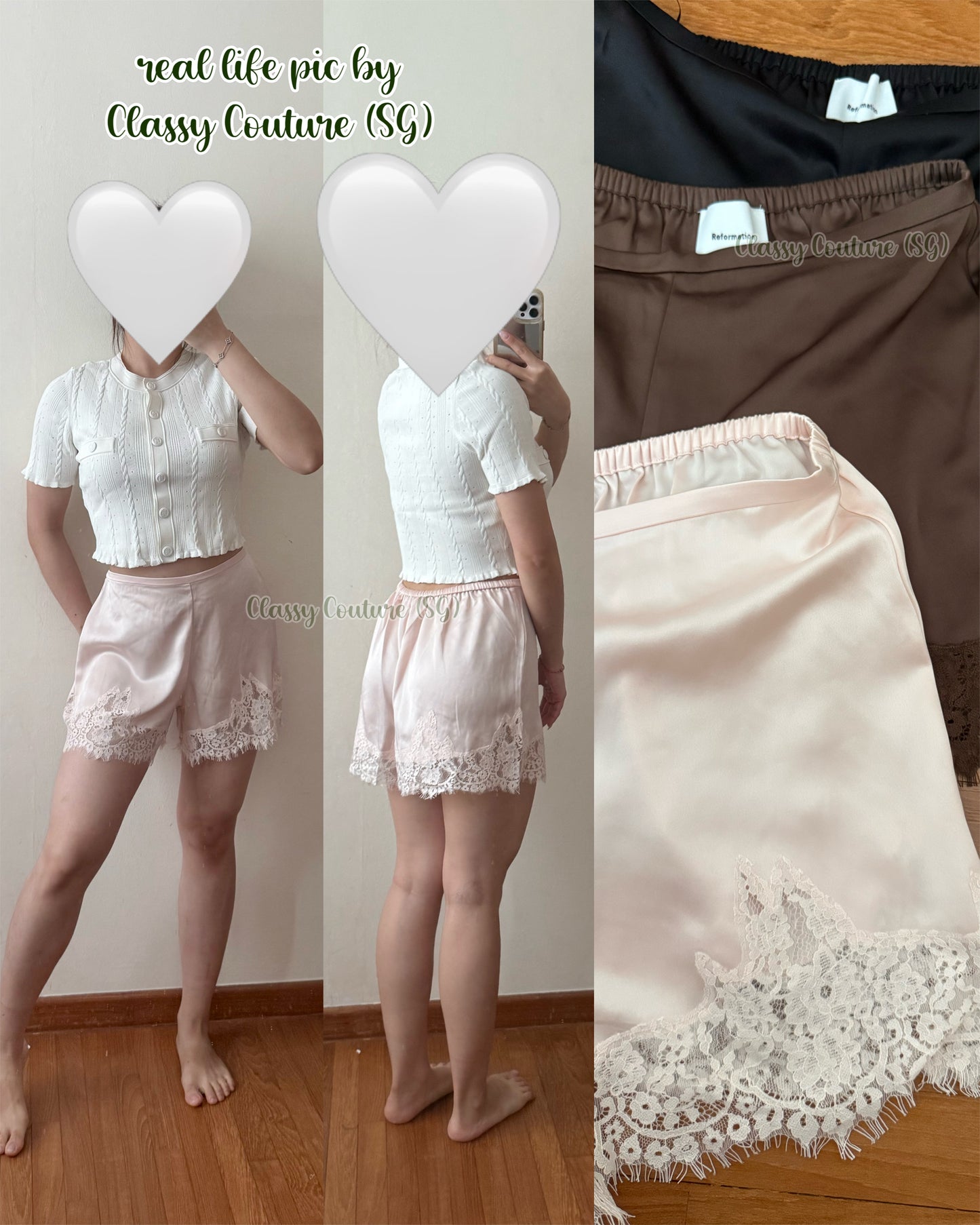 6 Colors! Ref Fern Lace Trim Satin Shorts