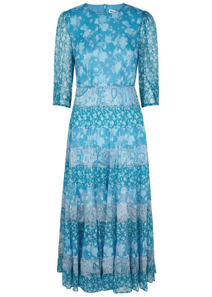 RX Agyness Floral Print Chiffon Midi Dress