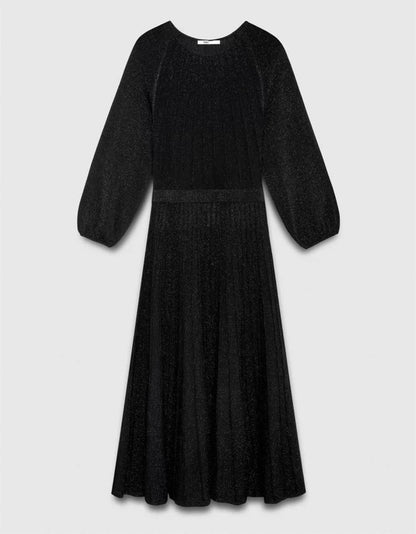 TF Lumia Viscose-blend Metallic Black Knitted Midi Dress