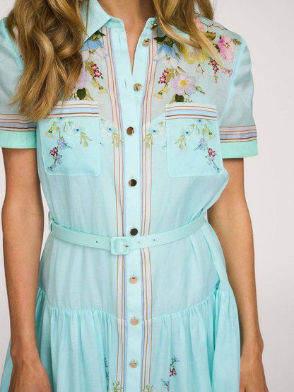 SP Mint Floral Organza Midi Dress
