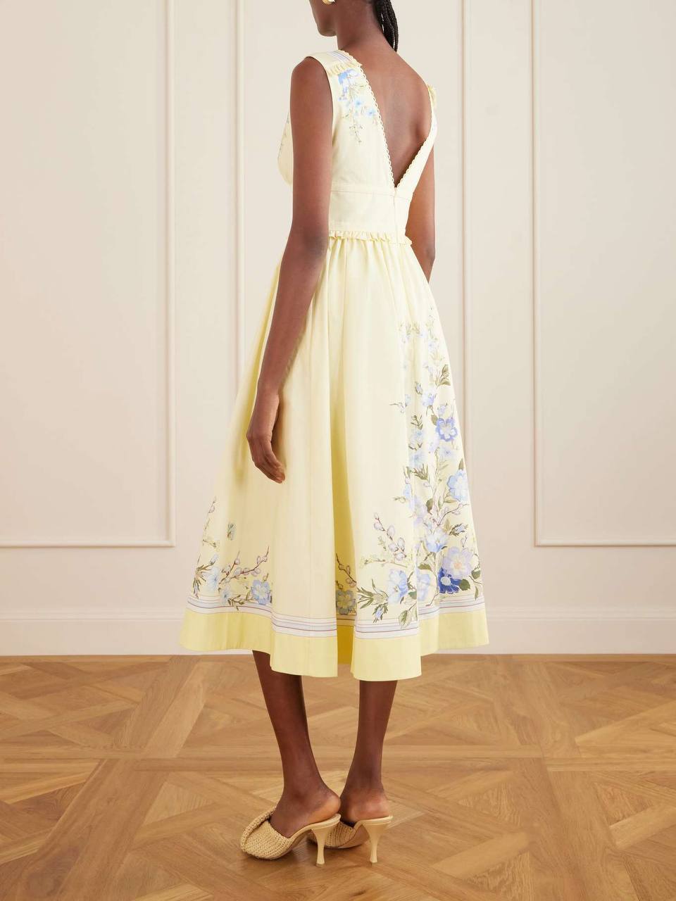 SP Yellow Bow V-neck Dress in Cotton