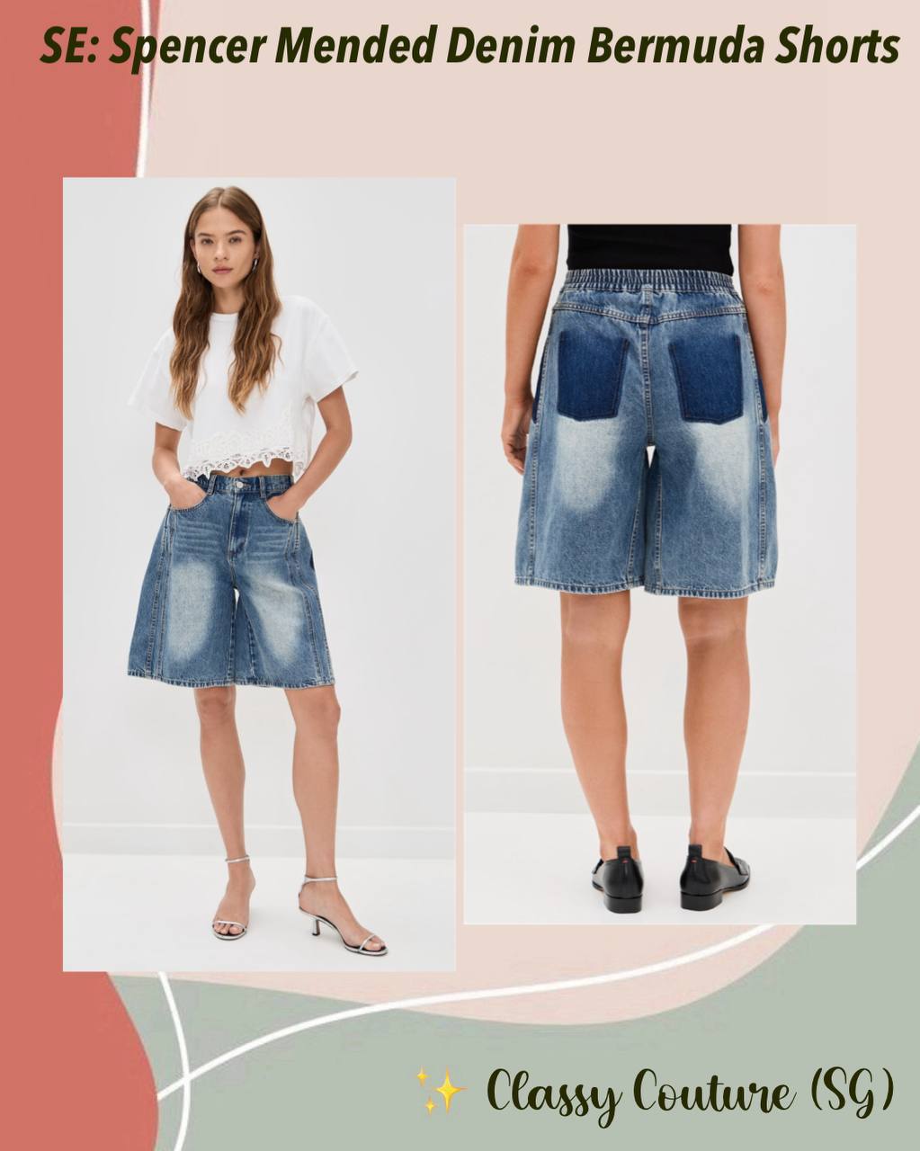 SE Spencer Mended Denim Bermuda Shorts