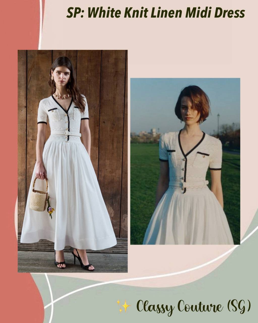 White Cotton-blend Pointelle Knit Drop-waist Midi Dress