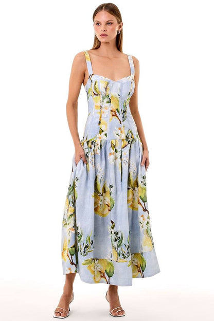 NC Makenna Dropwaist Linen Midi Dress