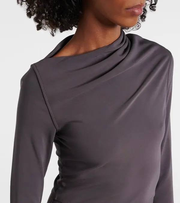 TOT Gathered Stretch-Jersey Midi Dress