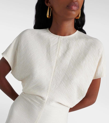 New Colors! Tot Slouch Waist Crinkled Viscose-Blend Midi Dress