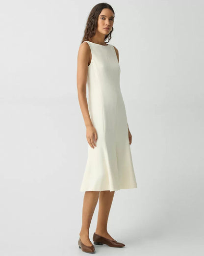 TH Sleeveless Fit-and-Flare Mermaid Midi Dress in Admiral Crepe