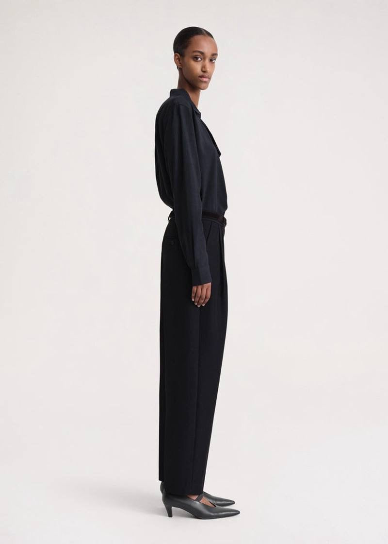 TOT Drape-Front Viscose Long Sleeve Shirt