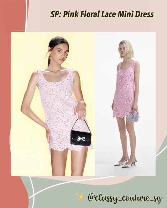 SP Pink Floral Lace Shift Mini Dress