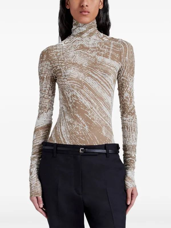PS Rio Printed Jerset Long Sleeve Mock Neck Top