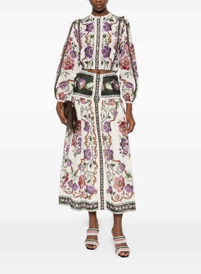 FR Rococo Flowers Midi Skirt