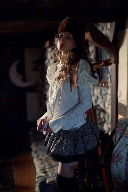 SK Galileo Pintuck Puff Sleeve Blouse Shirt