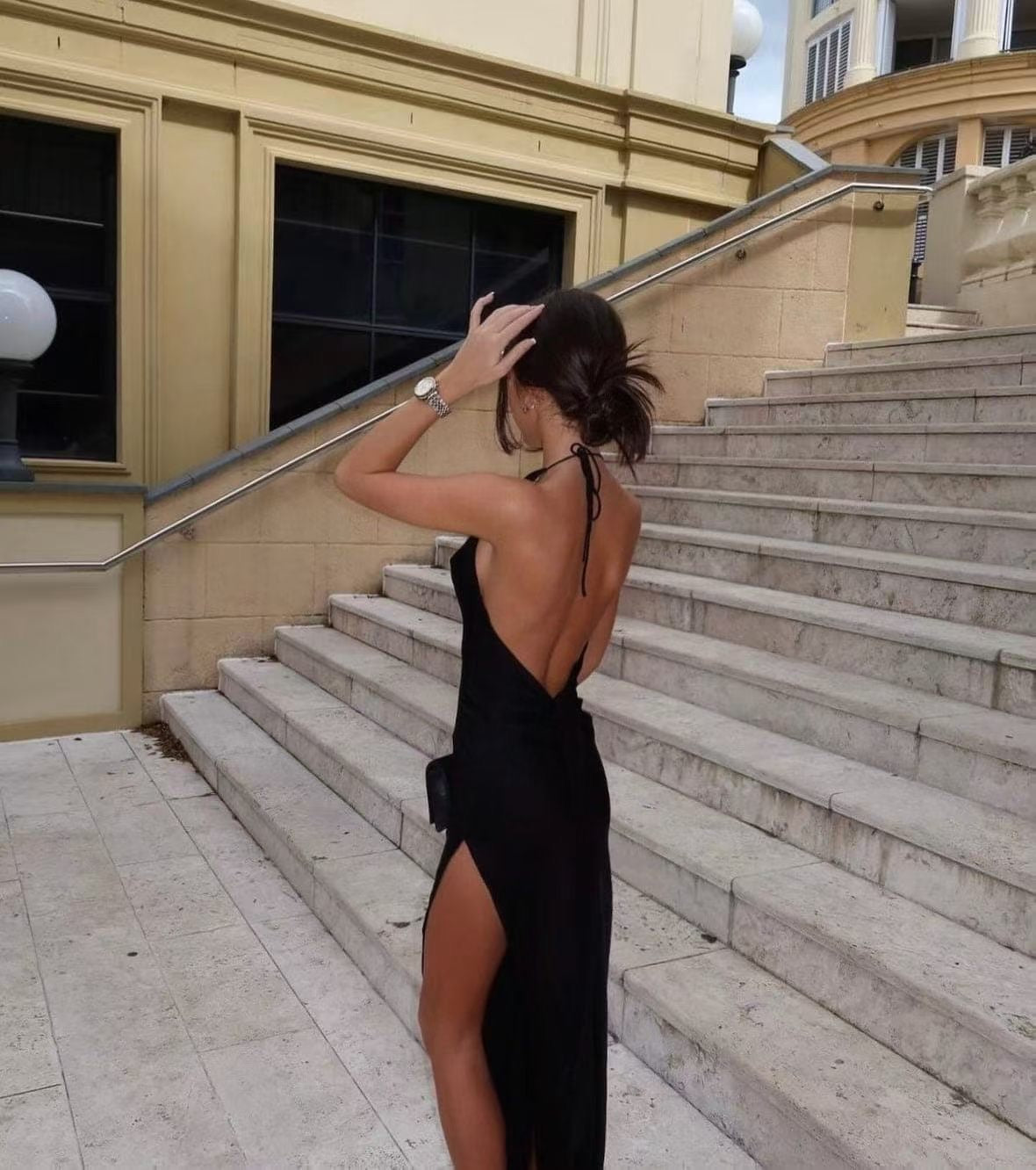 RB Orchid Cowl Halter Viscose Maxi Dress
