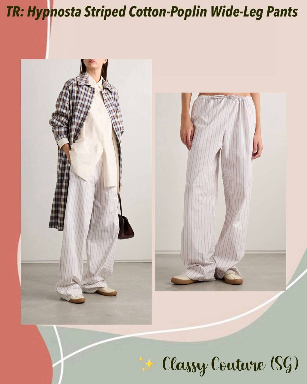 TR Hypnosta Striped Cotton Poplin Wide Leg Pants
