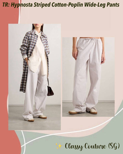 TR Hypnosta Striped Cotton Poplin Wide Leg Pants