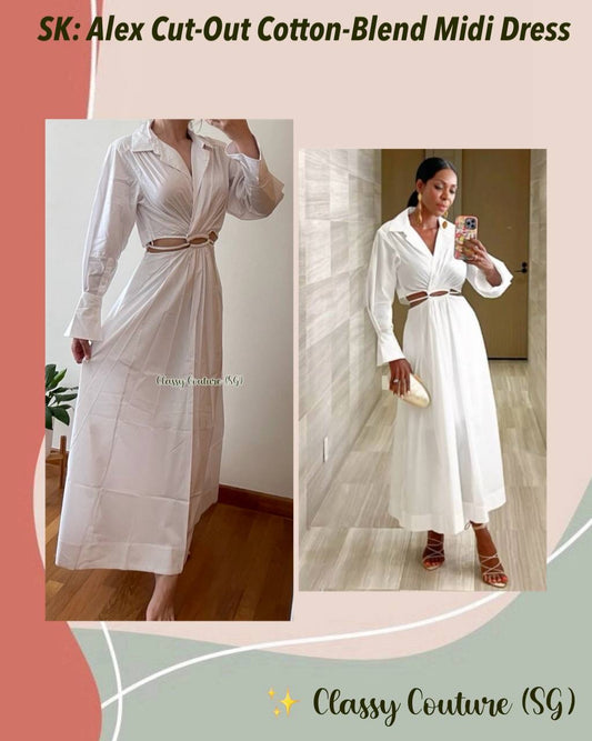 SK Signature Alex Cut-out Cotton Midi Dress Shirtdress